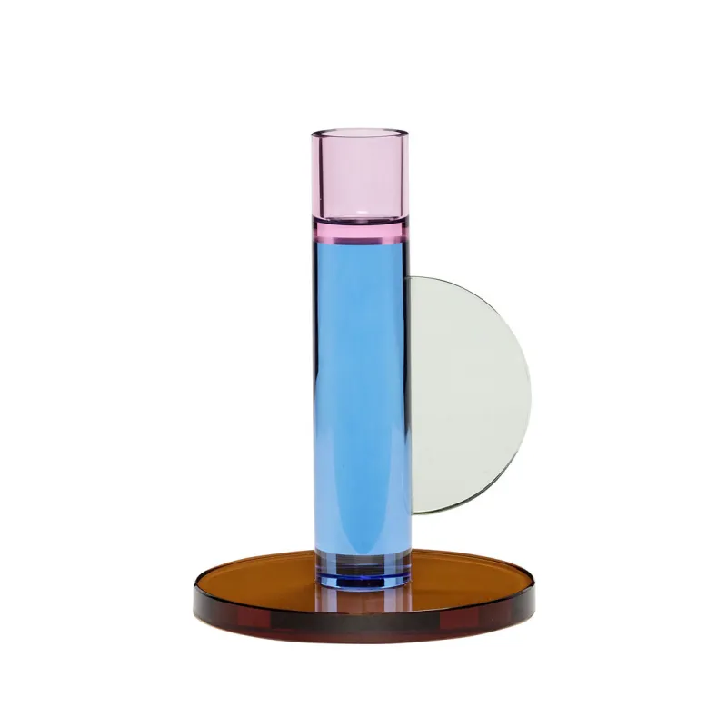 Vue de face du bougeoir Astro, en verre coloré.