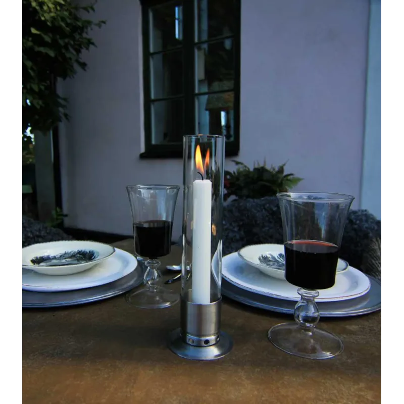 Photophore Kattvik Acier brossé + 3 bougies naturelles