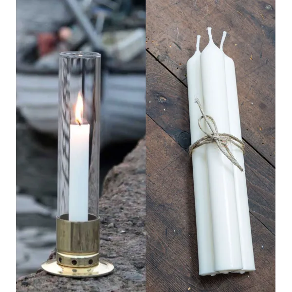 Photophore Kattvik laiton poli + 3 bougies naturelles