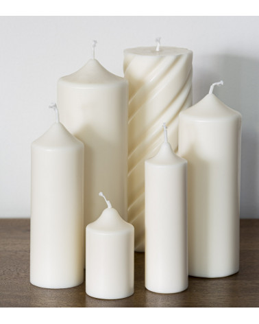 Vue de la gamme de bougies artisanales Ø 6 cm H 15,5 cm en cire de colza