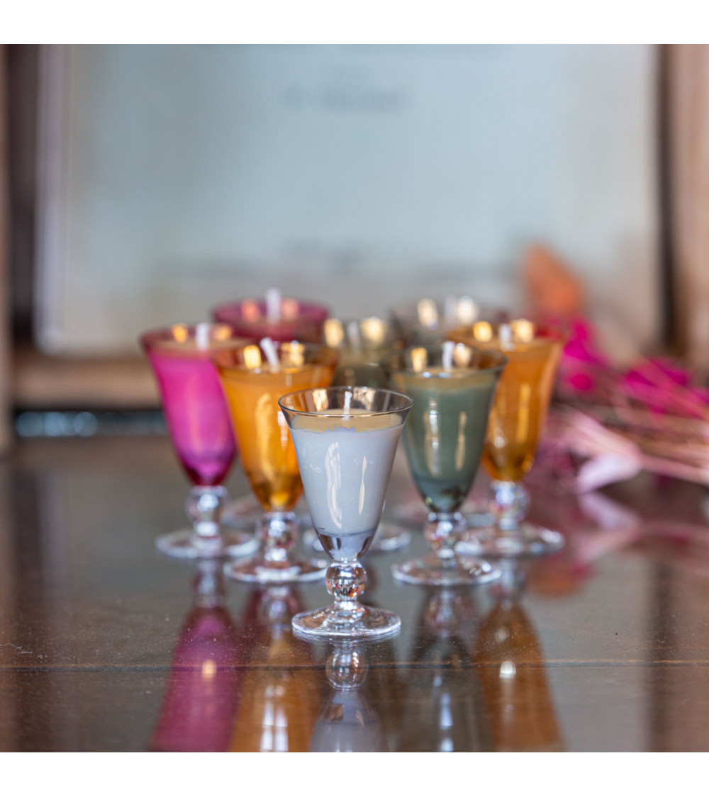 Bougie parfumée Fleur d'Oranger - verre à digestif upcyclé "Xéline" - 3h