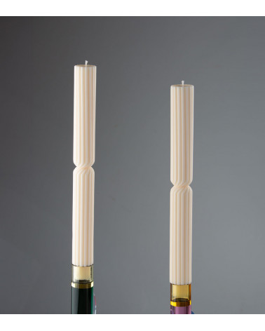 Bougies artisanales Ludine, bougies naturelles en cire végétale de colza, pack de 2, taille 28 cm de hauteur, vue de face