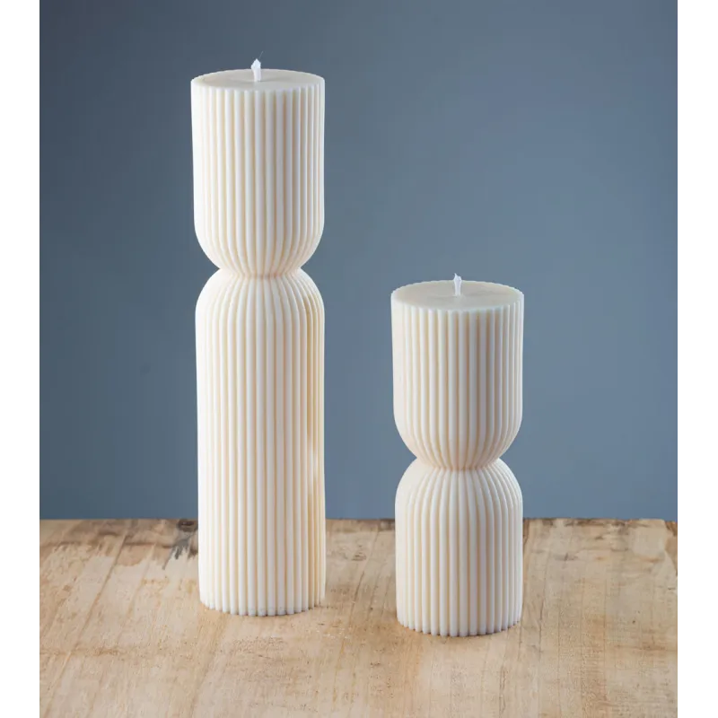 Gamme de bougies artisanales Marjolie, bougies naturelles en cire de colza, petites et grandes tailles, design colonne grecque