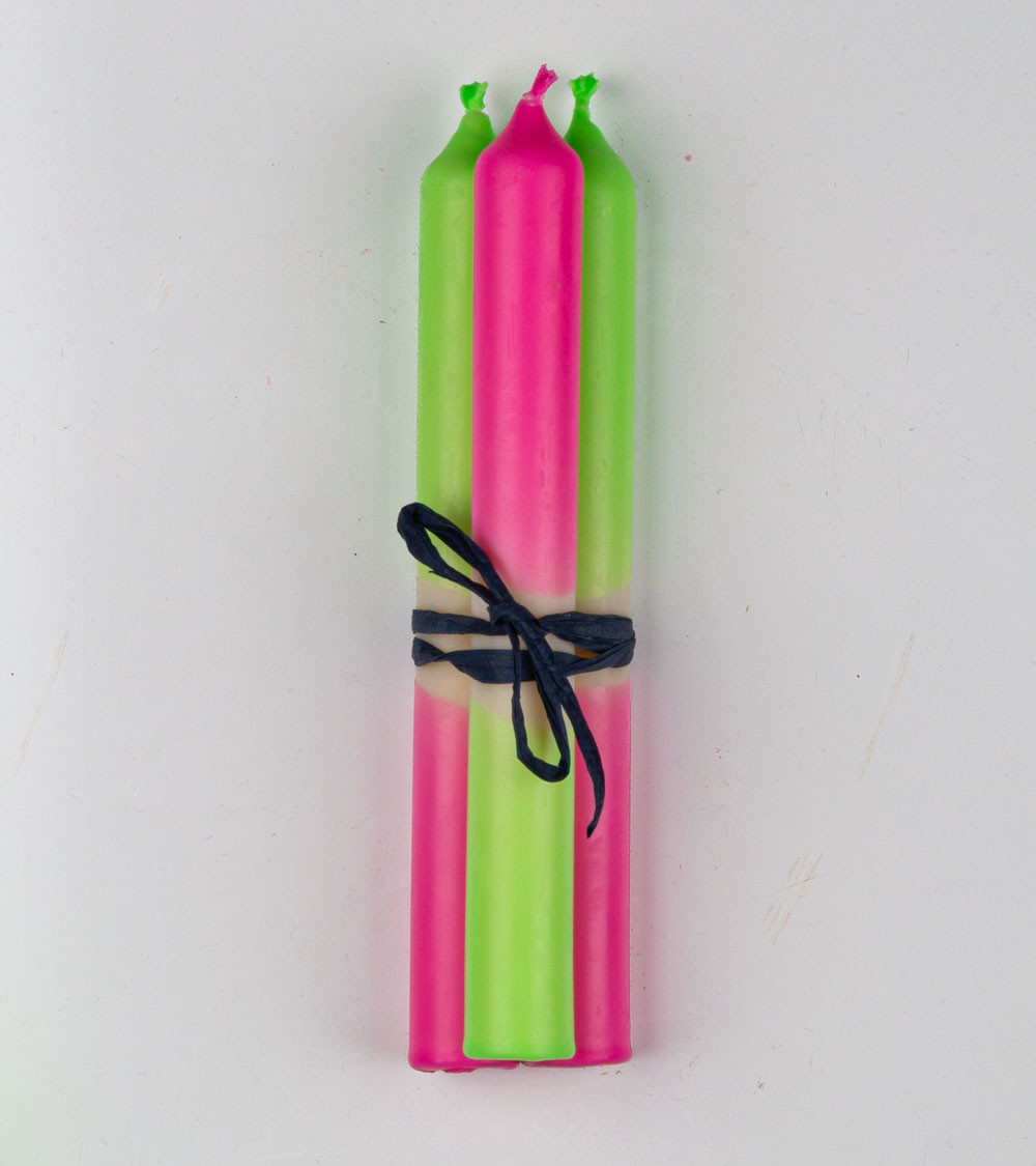 Shock Wave - Collection Fluo Électrique | Bougies Naturelles colorées | Ø 2,1 cm x H 20 cm | Pack de 3