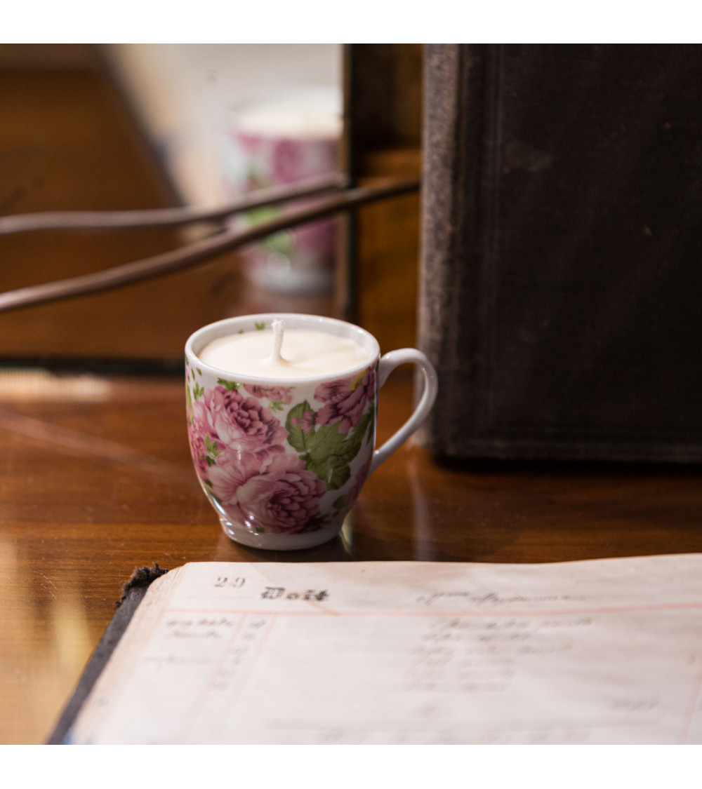 Bougie tasse à café upcyclée "Abéline" - Collection nature