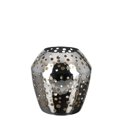 Photophore Sheila argenté H 24 cm - Intérieur doré