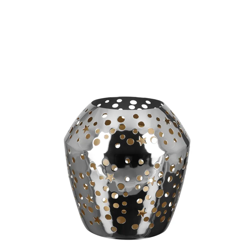 Photophore Sheila argenté H 24 cm - Intérieur doré