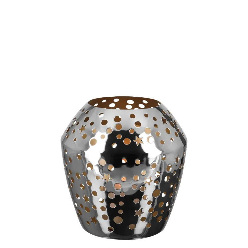 Photophore Sheila argenté H 24 cm - Intérieur doré