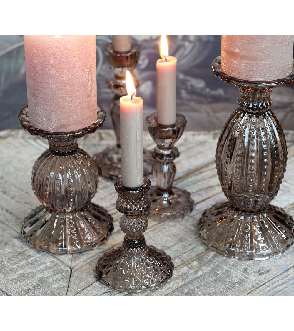 Collection de bougeoirs en verre Mocca, ambiance chic.