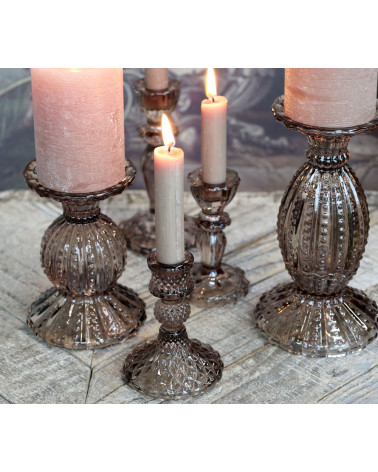 Collection de bougeoirs en verre Mocca, ambiance chic.