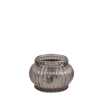 Photophore en verre taupe sur fond transparent