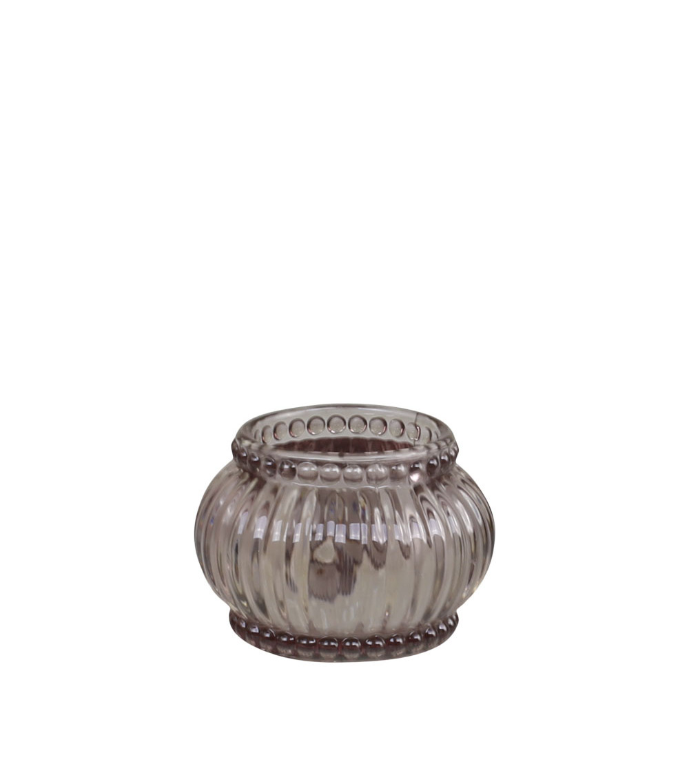 Photophore en verre taupe sur fond transparent