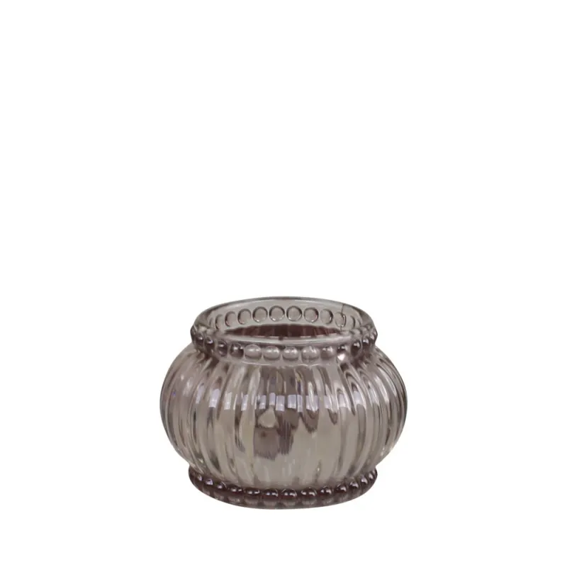 Photophore en verre taupe sur fond transparent