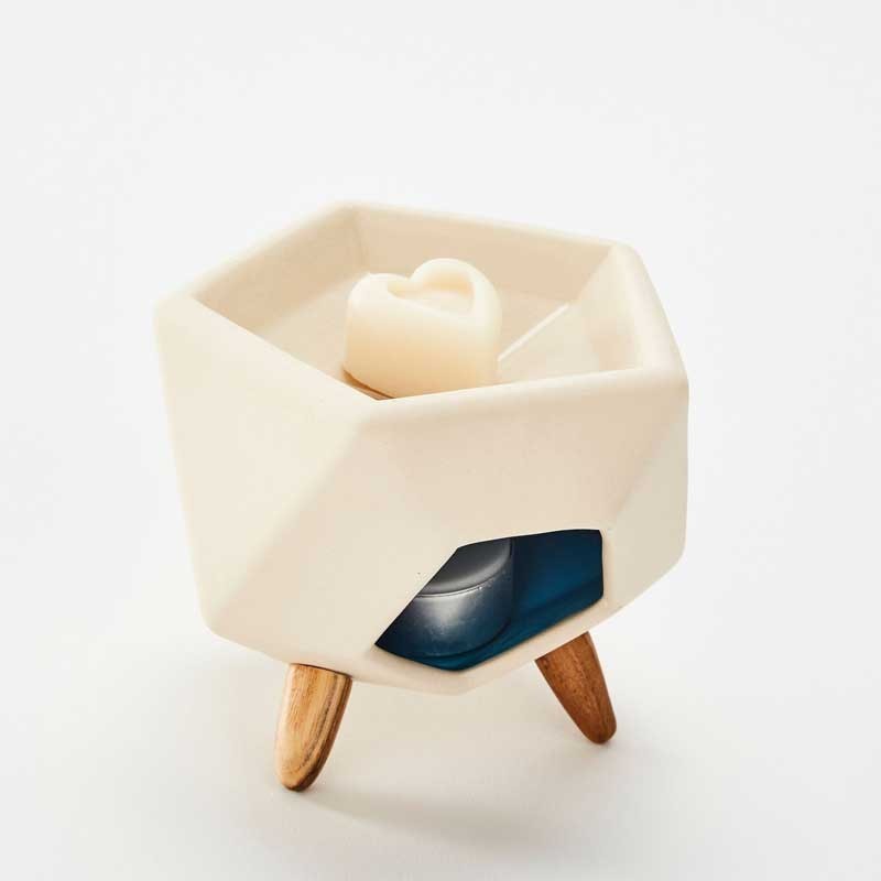 Brûleur cire parfumée OCTOGO BLUE avec bougie chauffe-plat et cire parfumée
