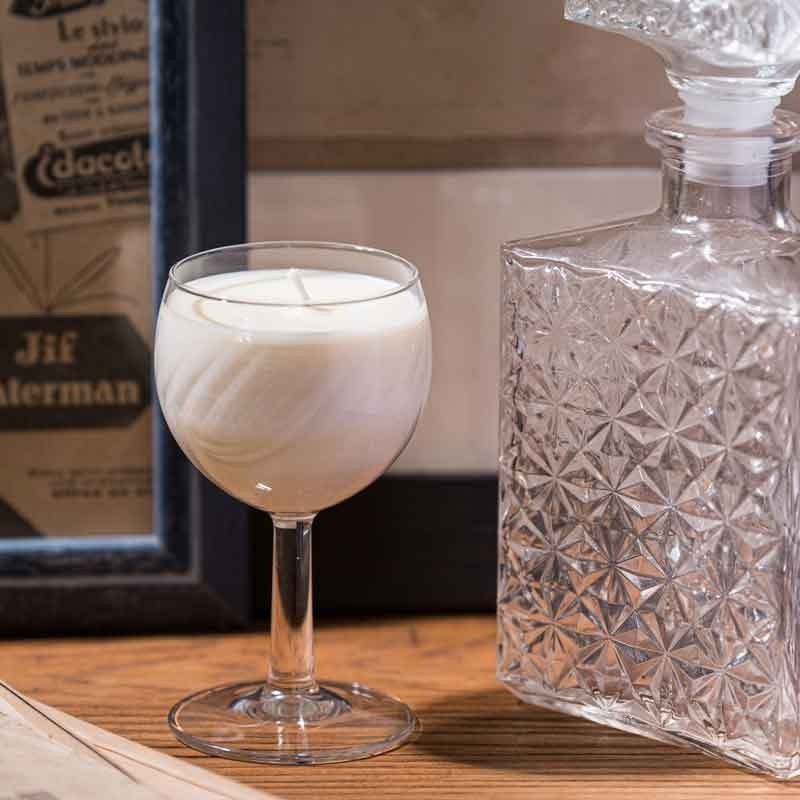 Bougie naturelle verre à vin upcyclé