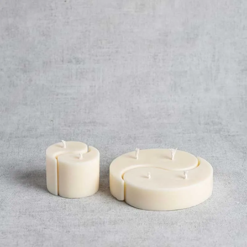 Pack bougies Yin-Yang naturelles Yvelle et Yvoline en cire de colza