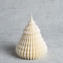 Bougie sapin naturelle et artisanale - crème - Ø 10 cm - H 14 cm - 100% cire de colza