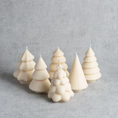 Collection de bougies sapins naturelles en cire de colza, création artisanale Maison du Bougeoir