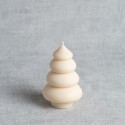 Bougie sapin de Noël bulles - naturelle et artisanale - crème - Ø 8 cm - H 12 cm - 100% cire de colza