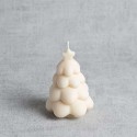 Bougie sapin de Noël étoilé - naturelle et artisanale - crème - Ø 8 cm - H 12 cm - 100% cire de colza