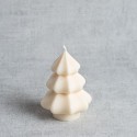 Bougie sapin de Noël plissé - naturelle et artisanale - crème - Ø 8 cm - H 12 cm - 100% cire de colza