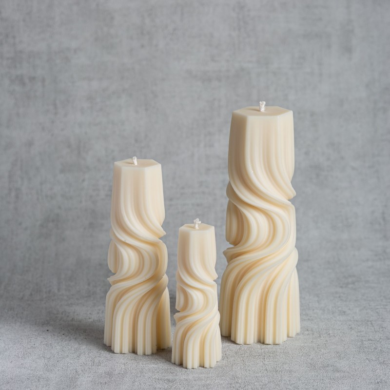 Ensemble de bougies naturelles décoratives Nandette – différentes tailles – cire de colza – fabrication artisanale en ESAT