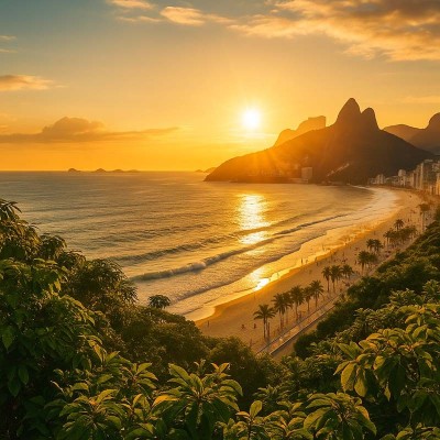 Ambiance coucher de soleil à Rio pour la bougie parfumée Soleil de Rio