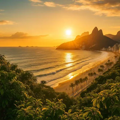 Ambiance coucher de soleil à Rio pour la bougie parfumée Soleil de Rio