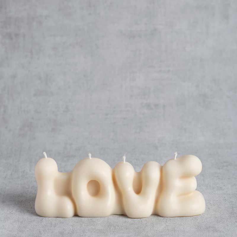 Bougie Love en cire de colza, bougie artisanale décorative fabrication française