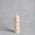 Bougie naturelle & artisanale végétale – Motifs cœurs dessinés à la main – Ø 4 cm - H 12,3 cm