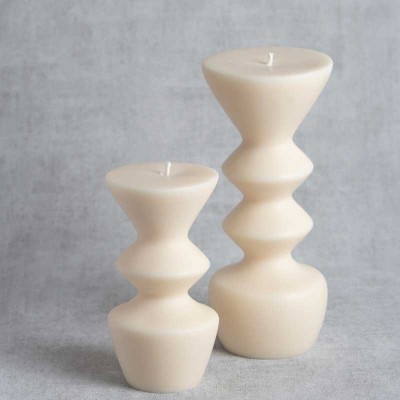 Bougies sculpturales Elémire et Elénire en cire de colza, créations artisanales françaises