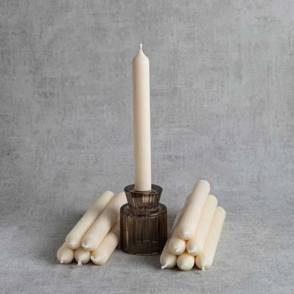 Bougies chandelles naturelles en cire de colza – pack de 12 chandelles artisanales fabriquées en France