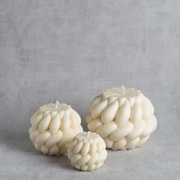 Trio de bougies tressées Oladie Olalie Olavine en cire végétale – 3 formats artisanaux