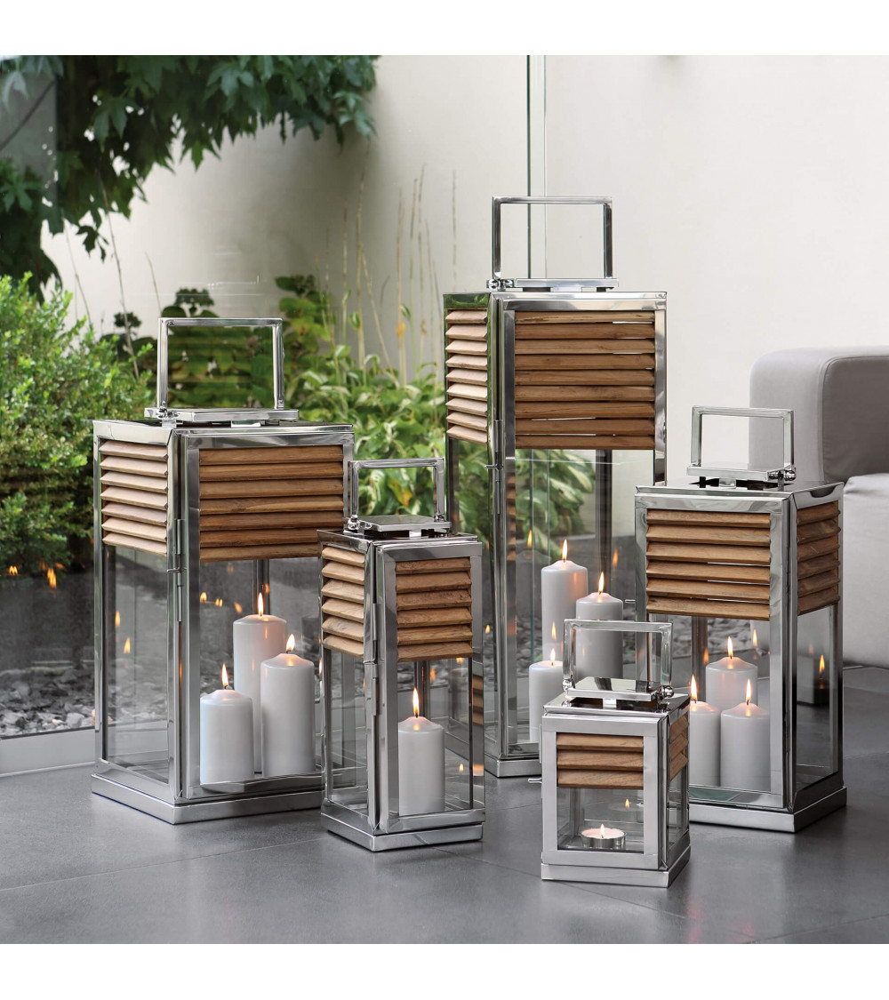 Lanterne Genua Teck & Acier inoxydable - H 60 cm