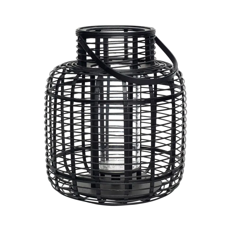 Lanternes en bambou noir - Lot de 2 déco artisanale