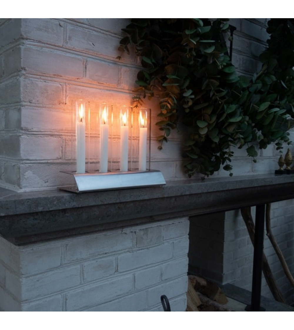 Photophore Kattvik® 4 bougies Acier brossé