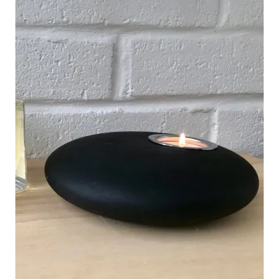 Bougeoir Galet noir – Design minéral