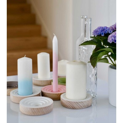 Bougeoir Woogie blanc en frêne – Modulable et design