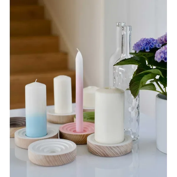Bougeoir Woogie gris en frêne – Design modulable élégant