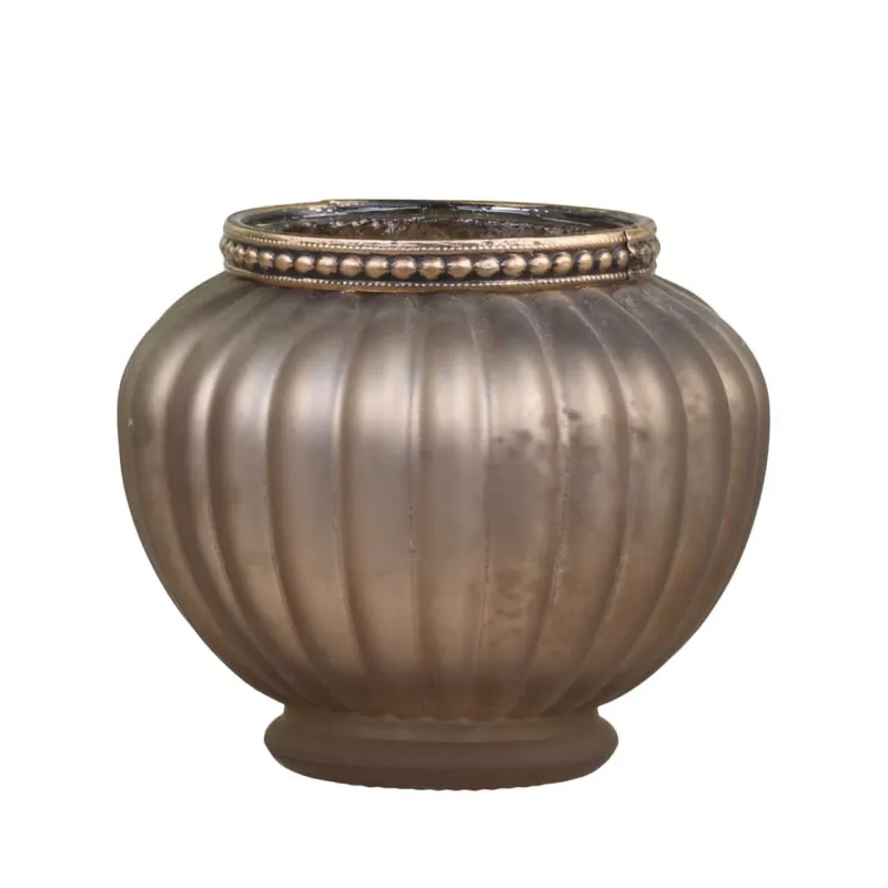 Photophore antique mocha en verre vu de face.