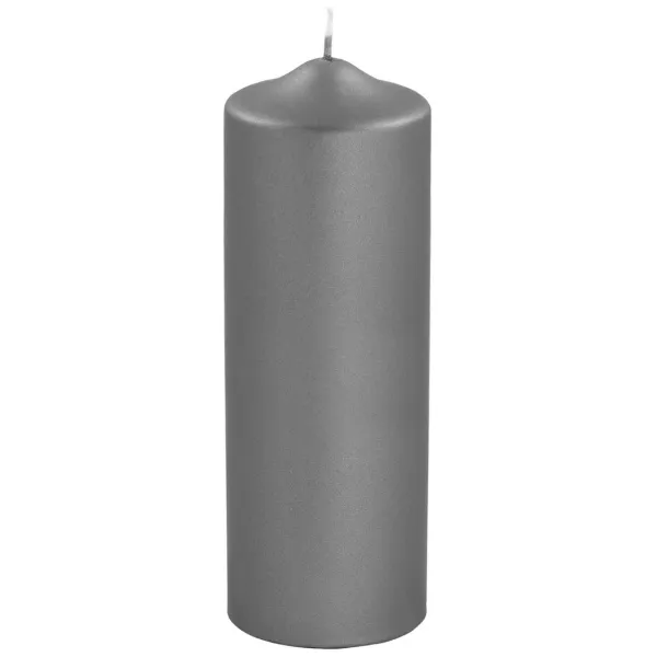 Bougie cylindrique gris métallique – Une touche de lumière contemporaine pour vos espaces.