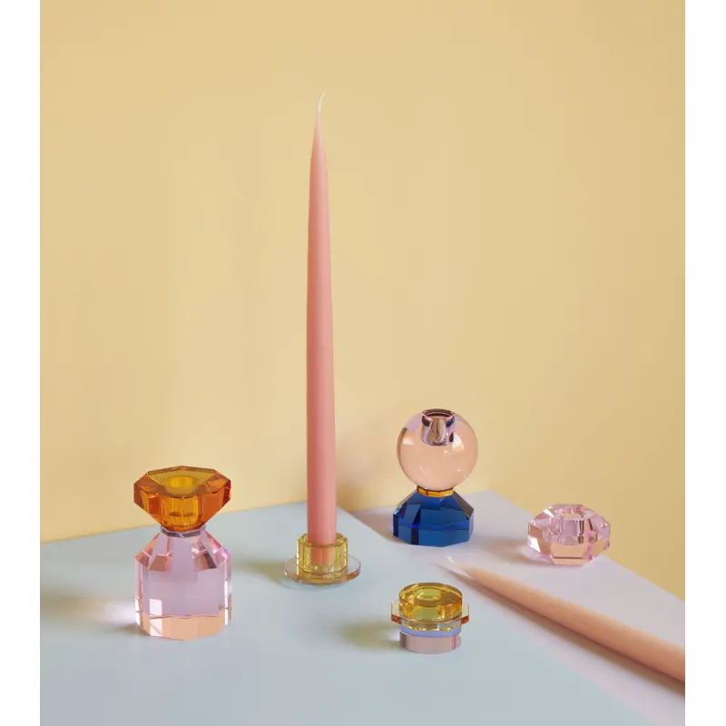 Bougeoir en cristal bleu/rose - Ø 7 cm x H 11 cm