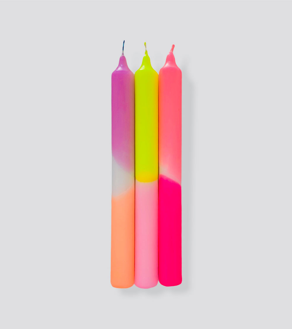Bougies colorées Dip Dye Neon * Summer Breeze Ø 2,1 cm - H 21 cm
