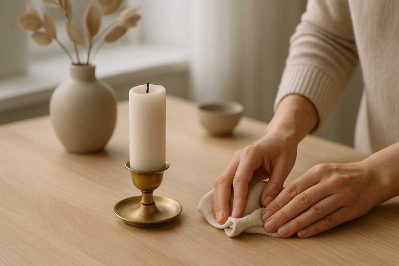 Entretien d’une bougie blanche : éviter la suie & nettoyer les supports