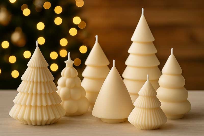 Bougies Parfumées En Forme De Sapin De Noël - Cire De Soja, Temps De Combustion Longue Durée - Décoration Fêtes, Ambiance